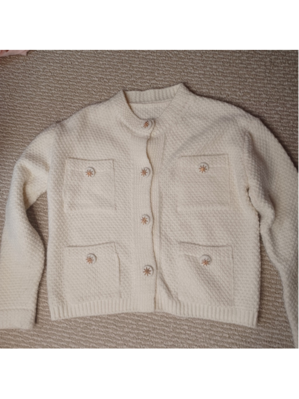 Vintage wool cardigan cropped sweater with star buttons
